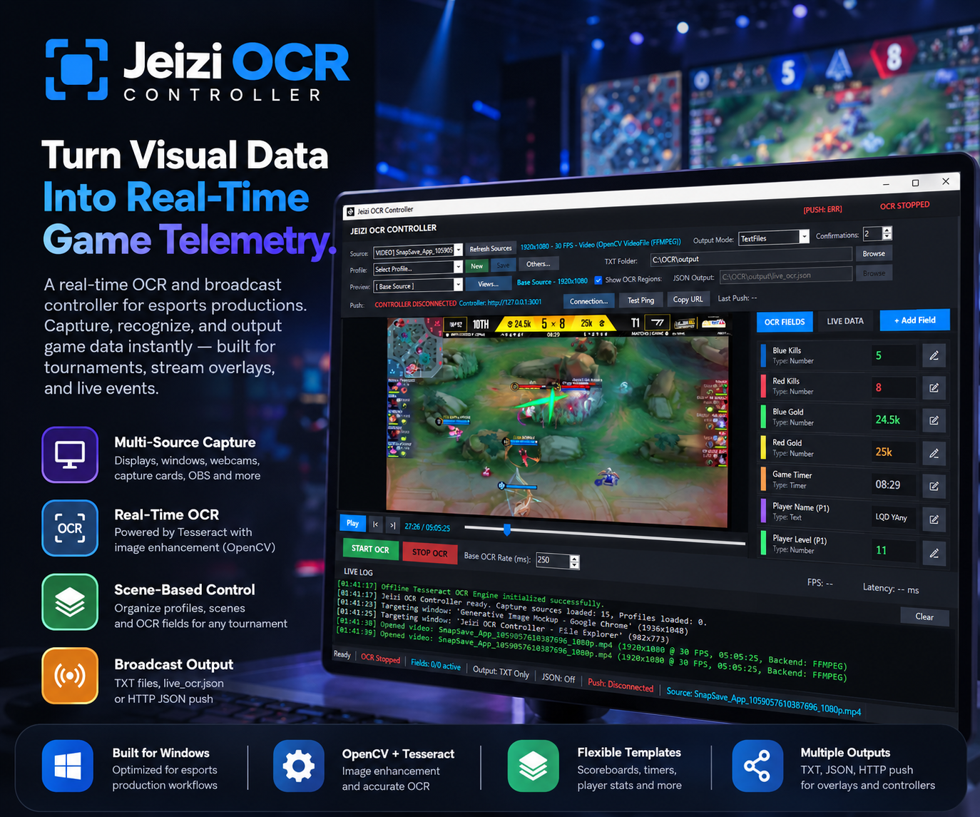 Jeizi OCR Controller Windows Desktop Interface